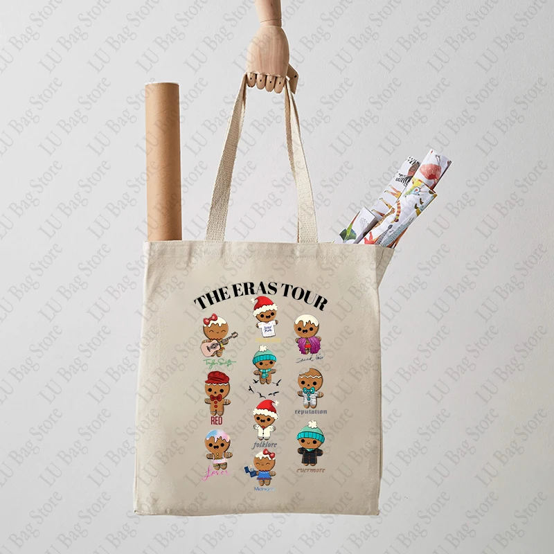 The Eras Tour Version Cute Pattern Tote Bag Album Music Canvas Shoulder Bag Women's Shopping Bag Best Gift for Swiftie