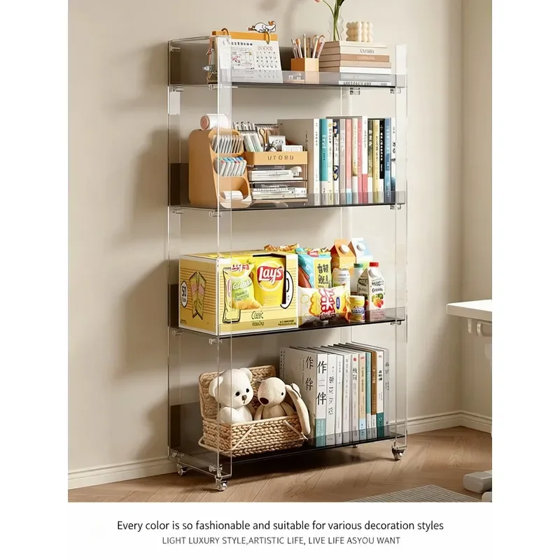 High Transparent Acrylic Desktop Layered Book Display Stand Independent Open Bookshelf Unit