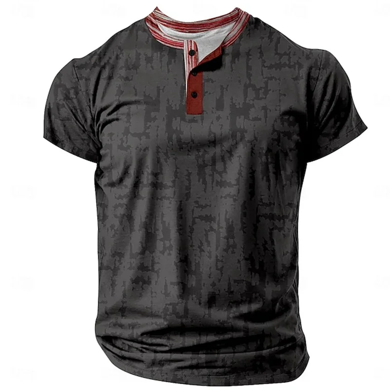Sommer Herren Pullover Boutique Farbverlauf Bedruckt Atmungsaktiv Knopfleiste Pullover Herrenbekleidung 3D Waffel Kurzarm Mode-Oberteil – Detail 5