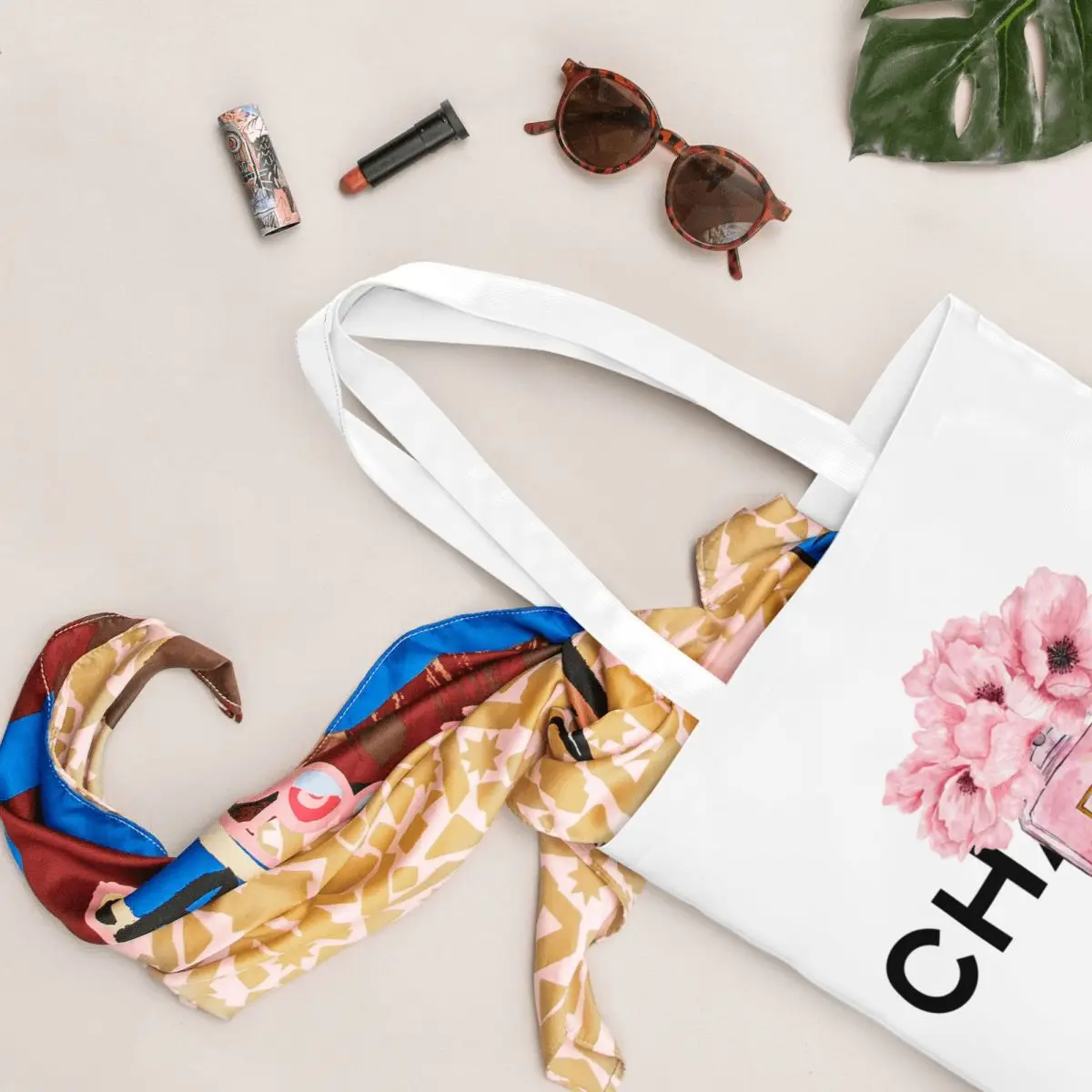 Bolso de mano de lona de diseñador de lujo, bolsas de Perfume florales con flores del alfabeto, bolso de compras de diseño único a la moda para chicas adolescentes