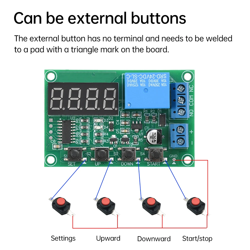 DC 12V 24V Dual MOS LED Digital Time Delay Relay Trigger Cycle Timer Delay Switch Circuit Board Timing Control Module 0.1-999.9