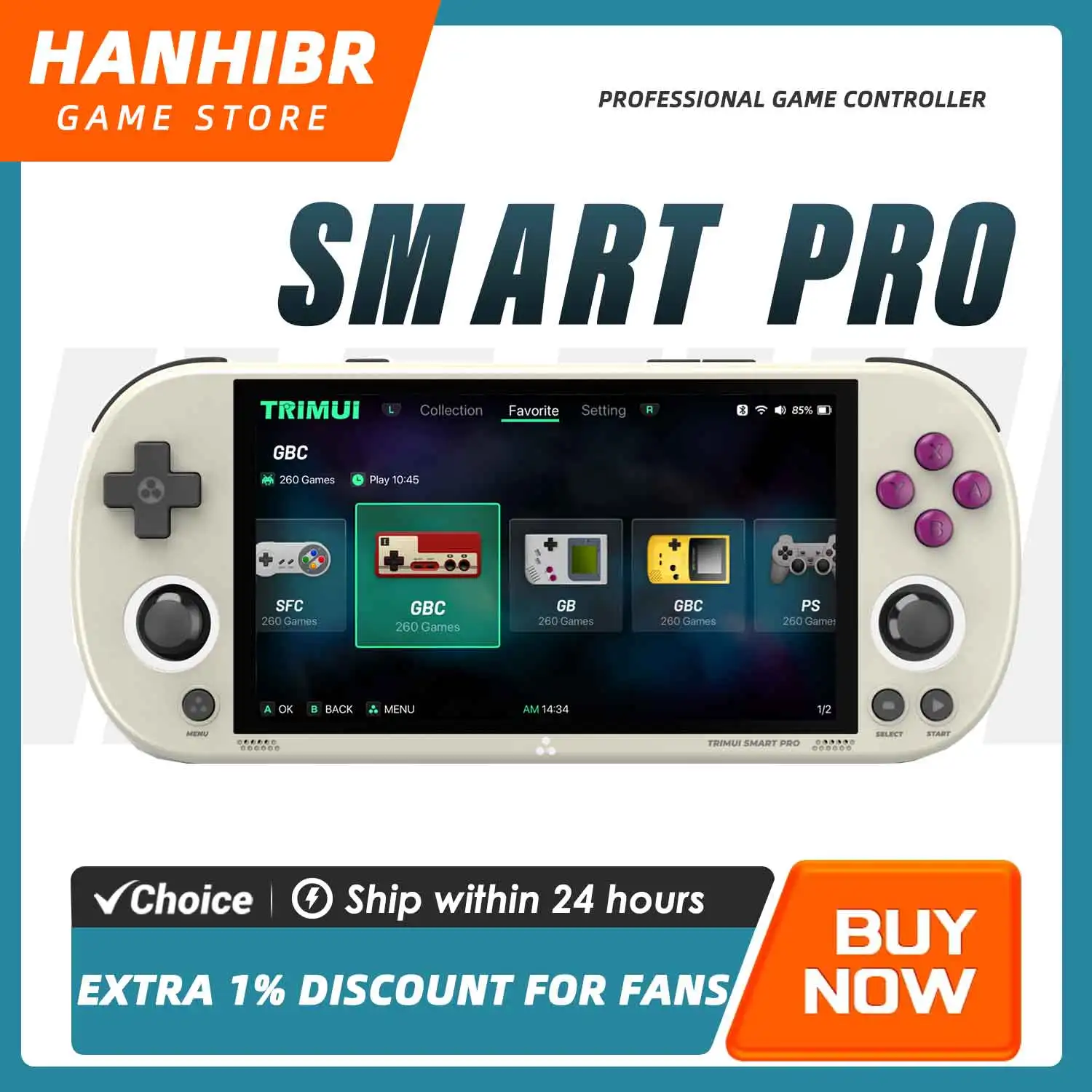 

TRIMUI SMART PRO Open Source Retro Handheld Emulator 4.96" IPS 5000mAh Linux 26+ Emulators RGB Joystick Type-C Gift Joystick RGB