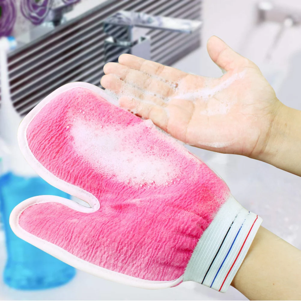 

Soft Touch Bath Gloves with Thumb Hole Exfoliate and Cleanse Body Efficiently Use Less Soap Shower Scrubber Glove Pack of 1