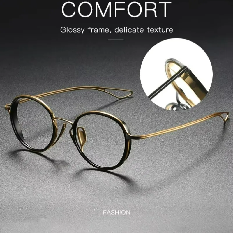 

Pure Titanium Vintage Round Eyeglasses Frames for Men Handmade Ultralight Trendy Glasses Frame Women Brand Design Retro Eyewear