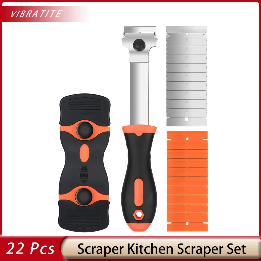 

22 Pcs Cutting Blade Set with 10 Stainless Steel Blades and 10 Plastic Blades Kitchen Scraper Set Ceramic Hob Scraper