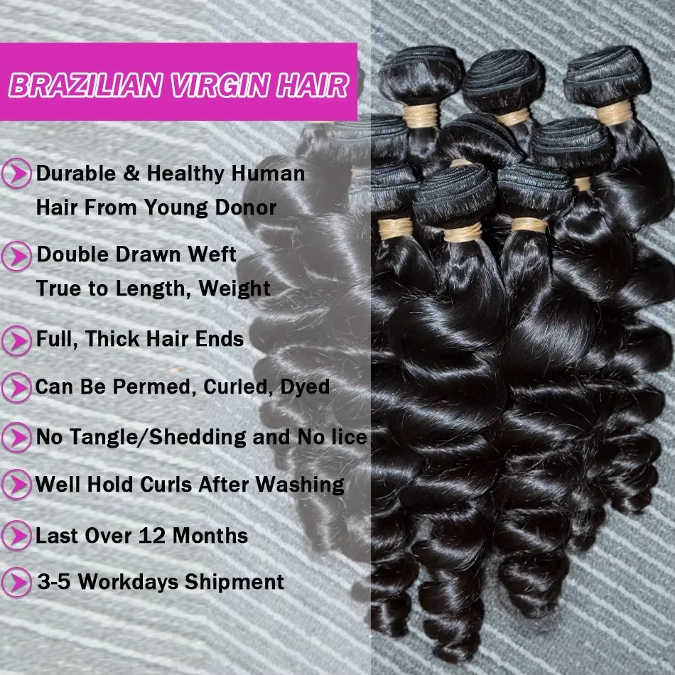 30 32 40 Inch Loose Deep Wave Bundles Human Hair Brazilian 3 4 Raw Hair Bundles Loose Waves Human Hair Bundles Hair Extensions