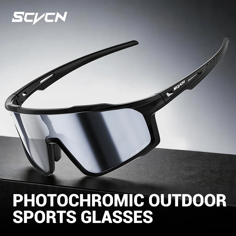 SCVCN Herren-Radsportbrille Photochrome Wanderbrille Bruchsichere Brille Rennrad-Sportbrille UV400-Schutz 2026