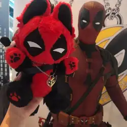 Deadpool Cat Plush Toy 30cm Deadpool Cotton Doll Peripheral Stuffed Pillow Anime Collection Model Doll Toy For Kid Birthday Gift