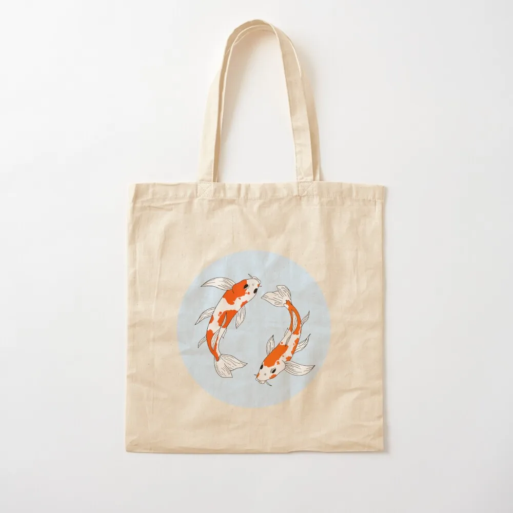 2 Vibrant Koi Fish Tote Bag woman shopping bag women bag custom canvas reusable shopping
