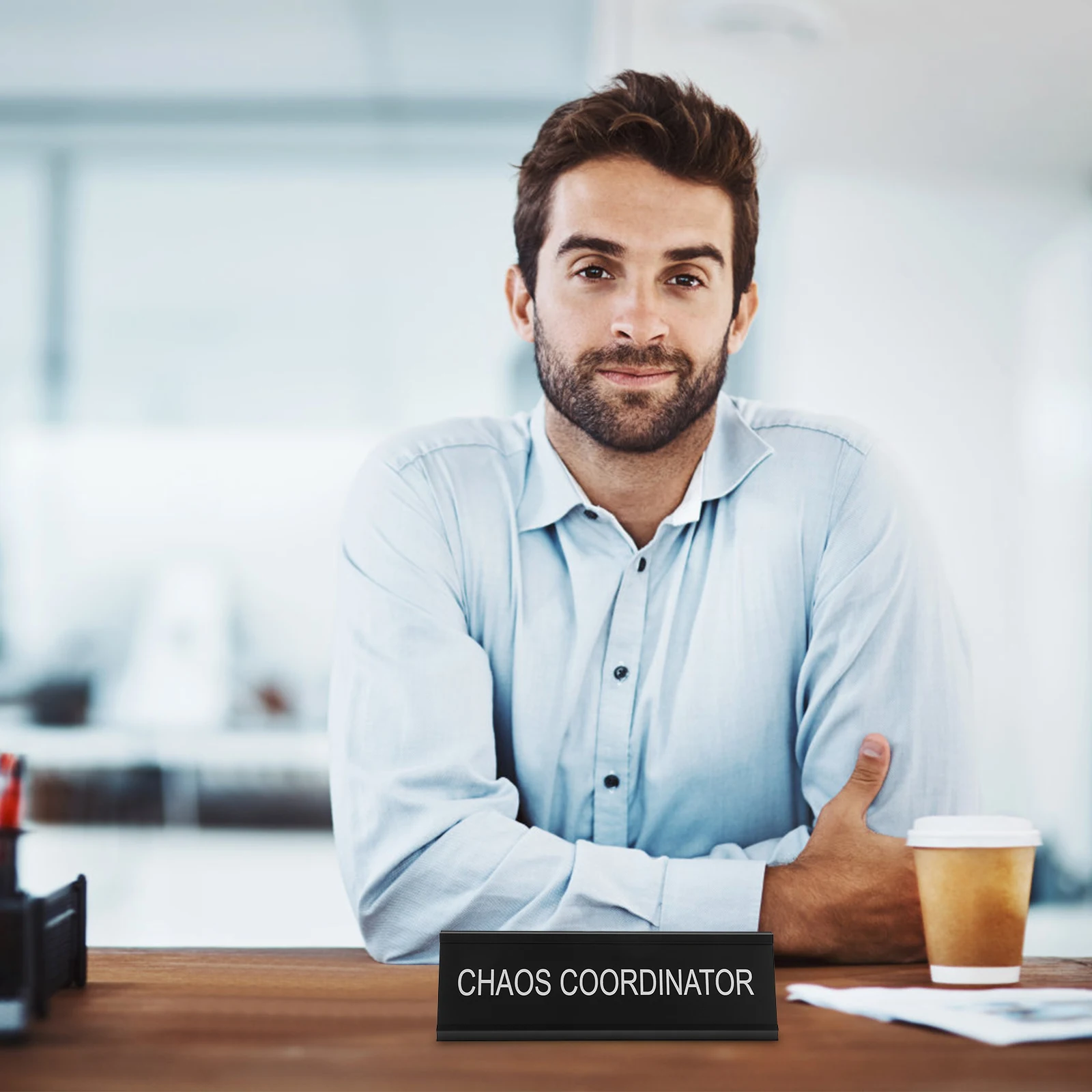 

L-образная табличка для стола из алюминиевого сплава, координатор хаоса, забавная офисная вывеска, домашний декор, минималистичный дизайн, простая установка