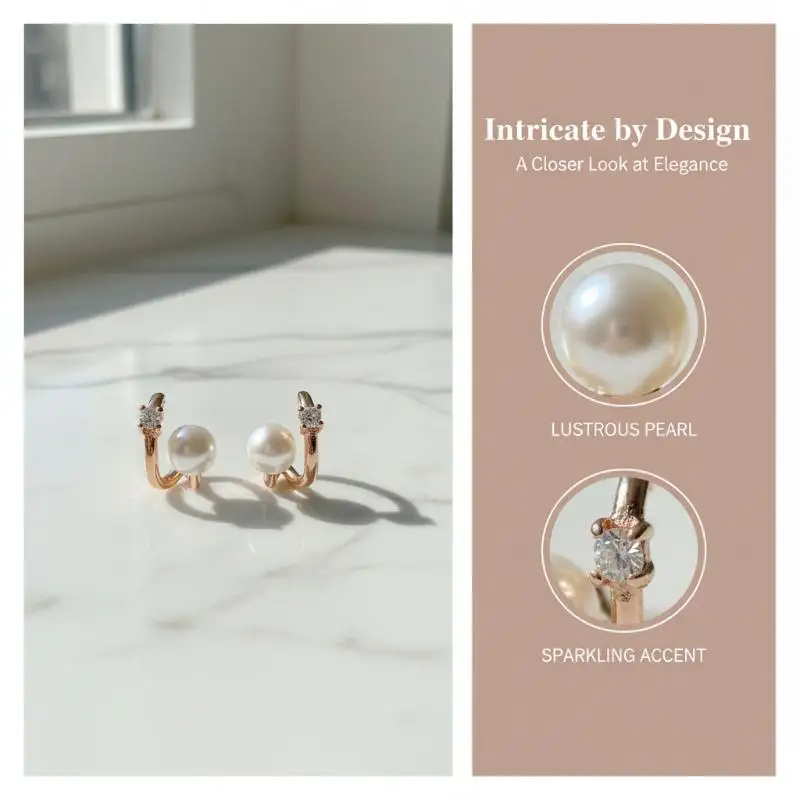 Fashion Versatile Double-layer Bead Imitation Pearl Small Zircon Stud Earrings For Women Daily Wear Jewelry