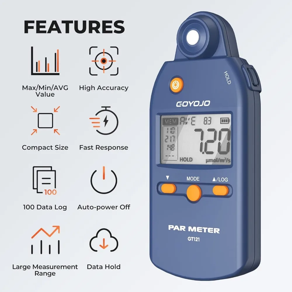 Quantum PAR Meter Lux Meter PPFD Full-Spectrum Tester Photosynthetically Active Radiation for Indoor and Outdoor Plants 400-700