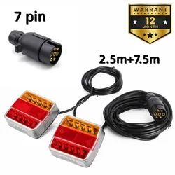 1 Set Rear Towing Tail Light 12V 10m 18 LED Trailer 7 Pin Universal Brake Stop Lamp License Number Plate Reflector Waterproof