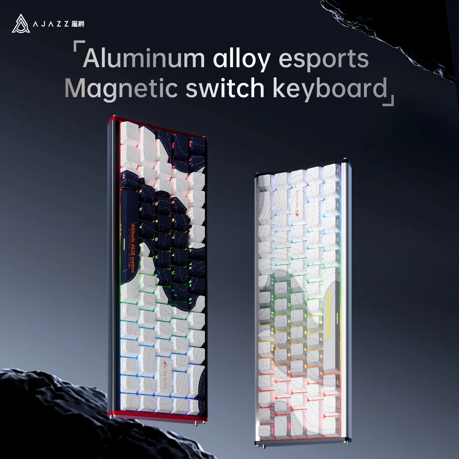 AJAZZ ALUX68 Bedraad gamingtoetsenbord, aluminium, magnetische schakelaar, 0,01RT, 8000 Hz stuursnelheid, kristalkorrelschakelaar