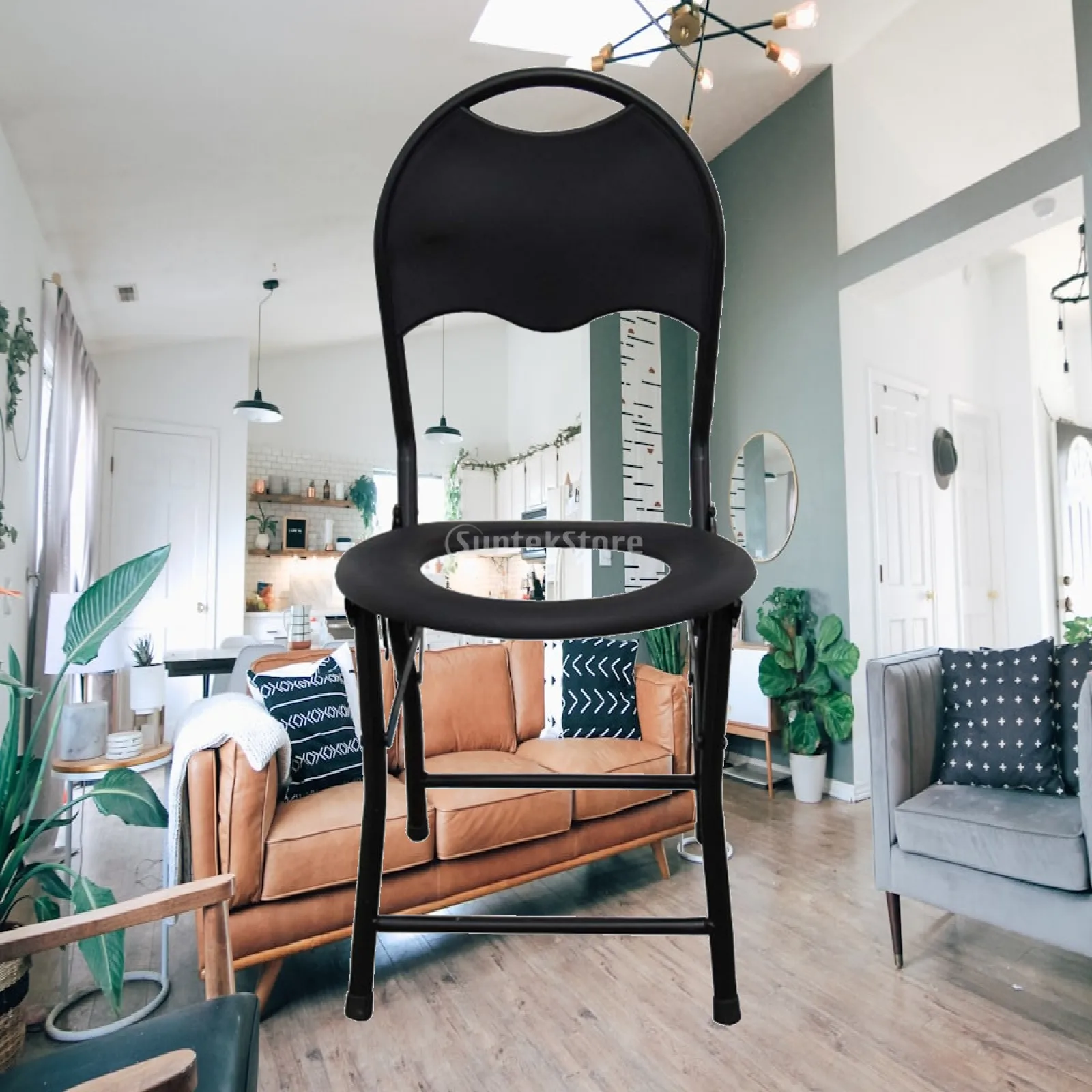 Mobile Commode Squatting Stool for Home Elderly Portable Potty Chair with Anti Slip Base