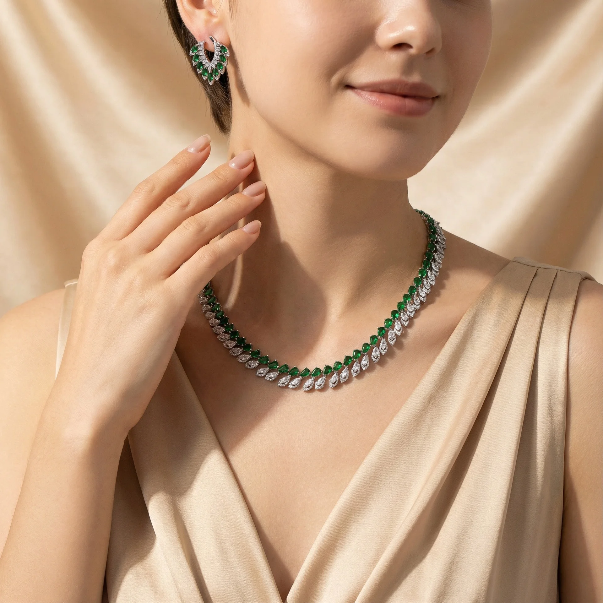 

Simple Fashion Women Clavicle Chain Copper Inlaid Zircon Jewelry Set 2026 New European Bridal Accessories Wholesale