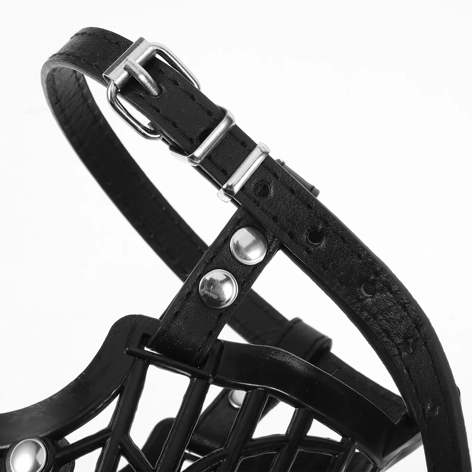 

7pcs Dog Muzzle Plastic Basket Design Adjustable Pu Strap For Pet Safety Anti-Bite Chew Control Small Medium Large Dogs