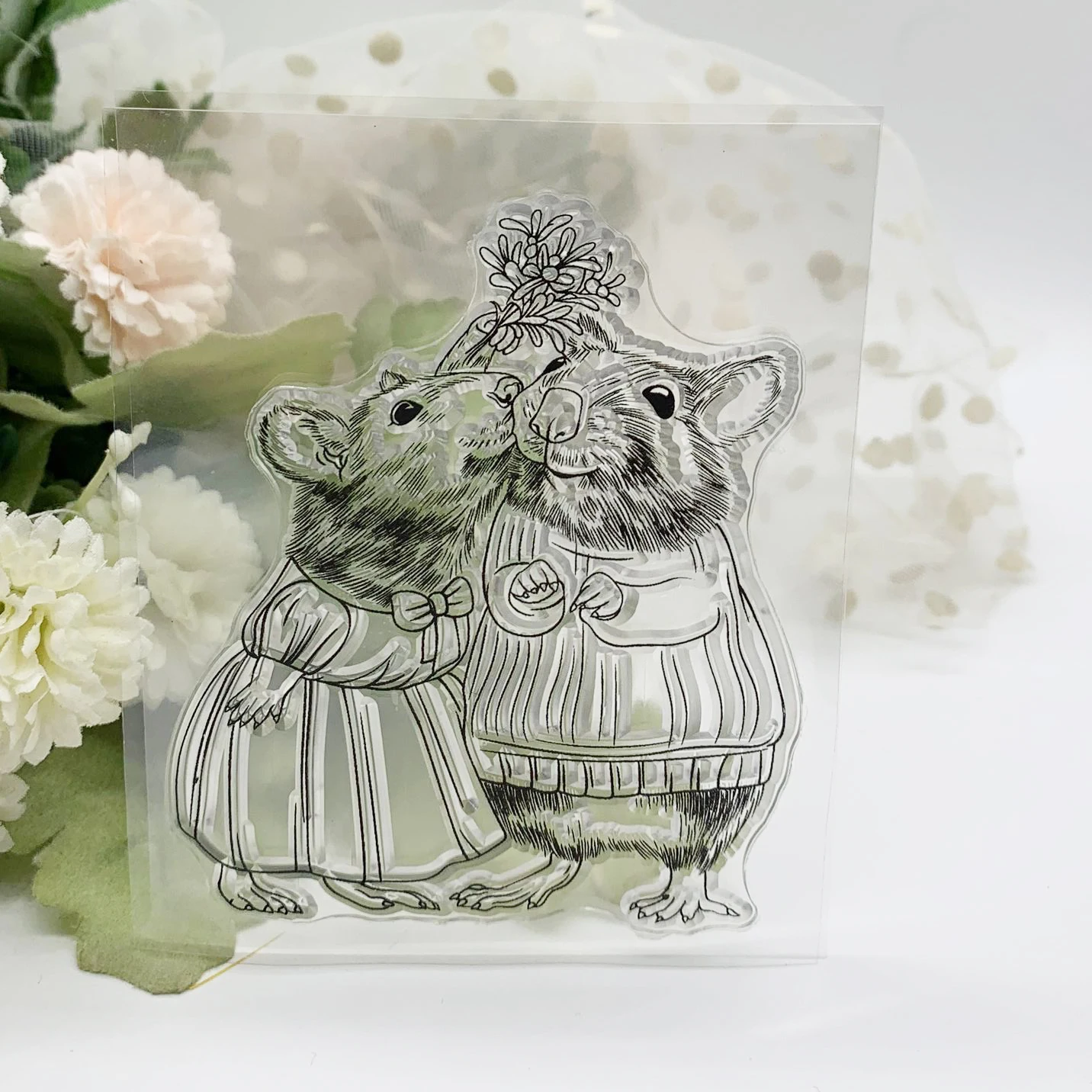 Mała mysz zwierzęca Przezroczysty silikonowy stempel i arkusz matrycy do scrapbookingu DIY Śliczny wzór Album fotograficzny