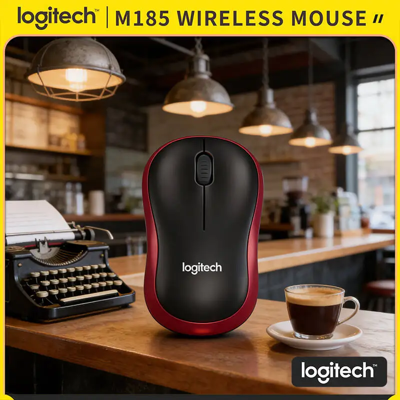 

Logitech M185 Wireless Optical Mouse 2.4GHz Connection 1000 DPI Precise Tracking Ambidextrous 1 AA Battery Included Eco-Friendly