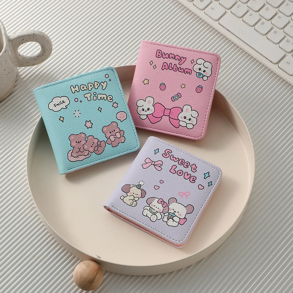 

Милый детский кожаный кошелек Kawaii мультяшный кролик животное кошелек держатель для карт Складные портативные женские кошельки для монет