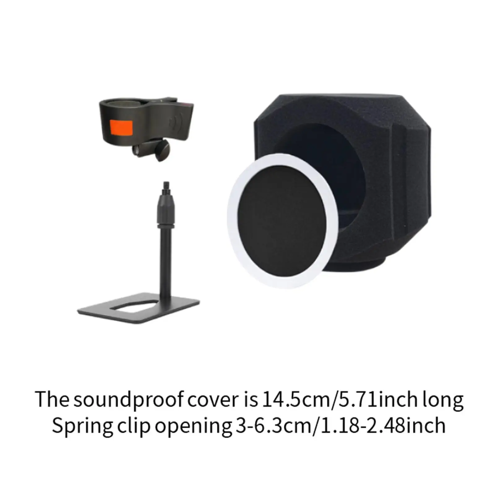 غطاء ميكروفون سهل التركيب، إسفنجة عازلة للصوت لسطح المكتب، حامل ميكروفون، حامل أرضي، دعامات تسجيل كابينة تسجيل