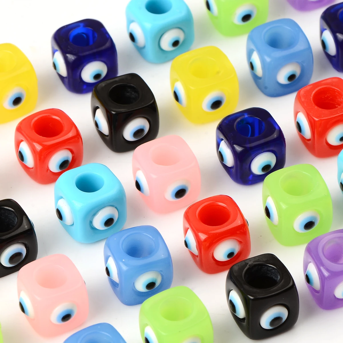 10pcs Colorful Evil Eye Acrylic Beads for Jewelry Making Spacer Charms Beads For You DIY Key Chain Phone Chain Ornament