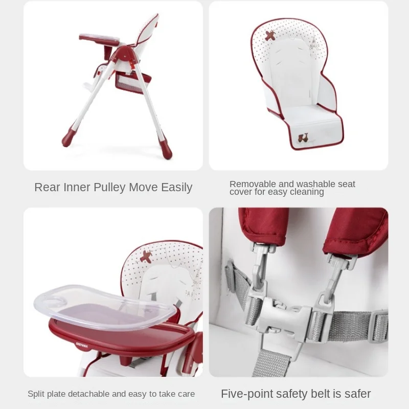 Multi-functional High Chair for Baby Recliner, Foldable Baby Dining Chairs, Portable Multi-gear Adjustable Stable Kids Chairs