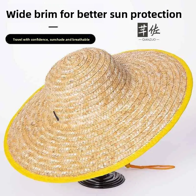 Handmade Summer Sun Protection Straw Hat Large Brim Fishing Beach Outdoor Hat for Men And Women Travel Breathable Field Work