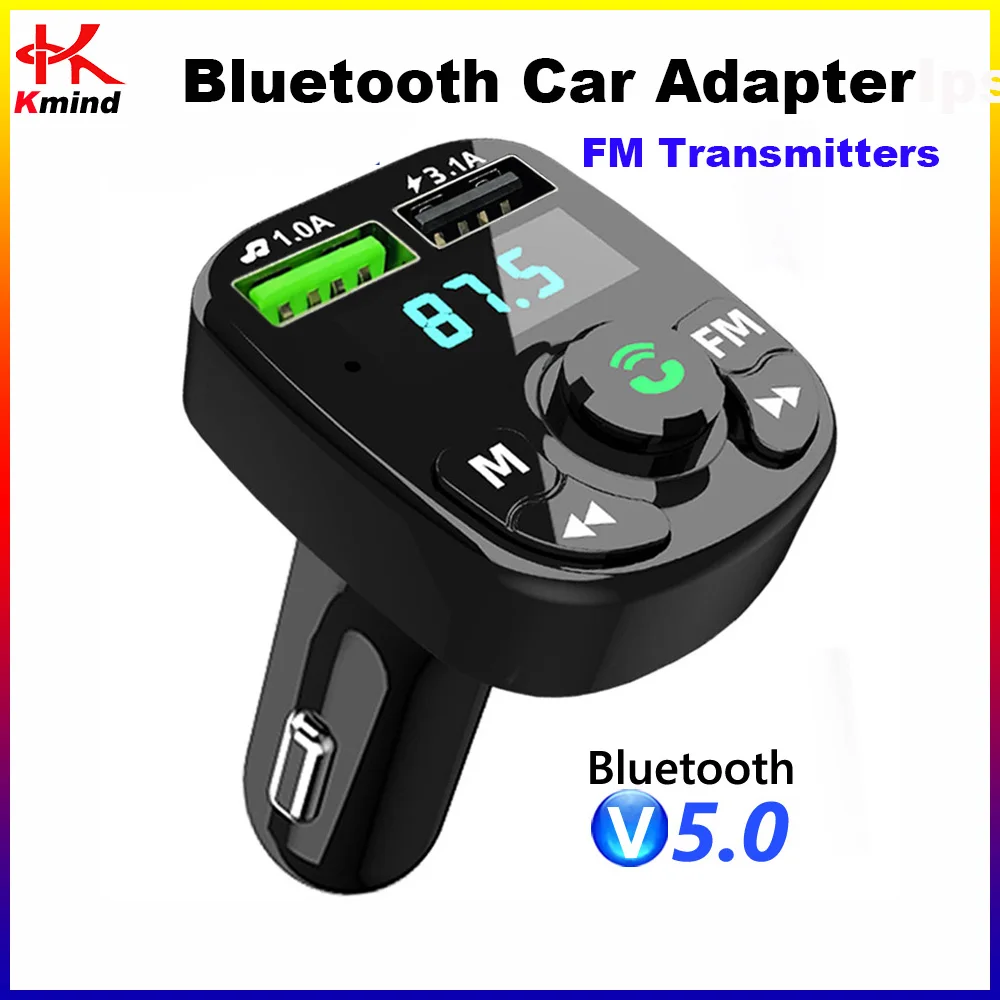 

Bluetooth Car Adapter FM Transmitter MP3 Player TF Card U Disk Playback 3.1A USB Charger Handsfree Bluetooth 5.0 Kit FM