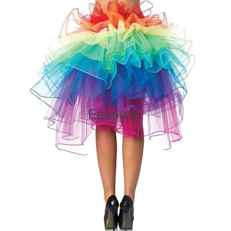 Women Layered Rainbow Bustle Skirt Adult Dreamlike Fancy Ballet Dancewear Tutu Pettiskirt Carnival Colorful Multi-Layers Skirts