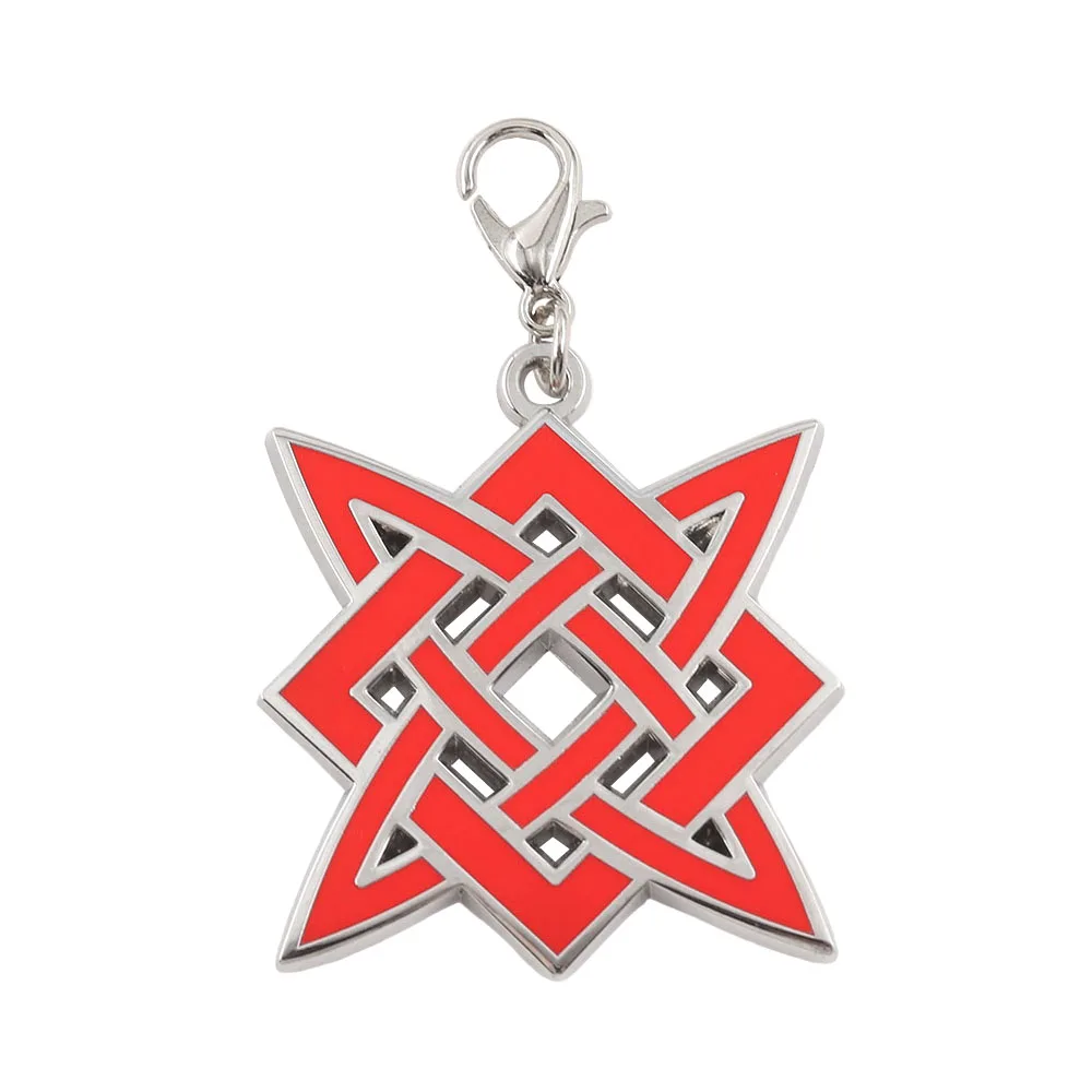 Slawischer Stern von Lada Amulett Schlüsselanhänger, antikes heidnisches Symbol, Schlüsselring, heilige Geometrie, Sternstab, Talisman, roter, grauer Metall-Taschenanhänger – Detail 1