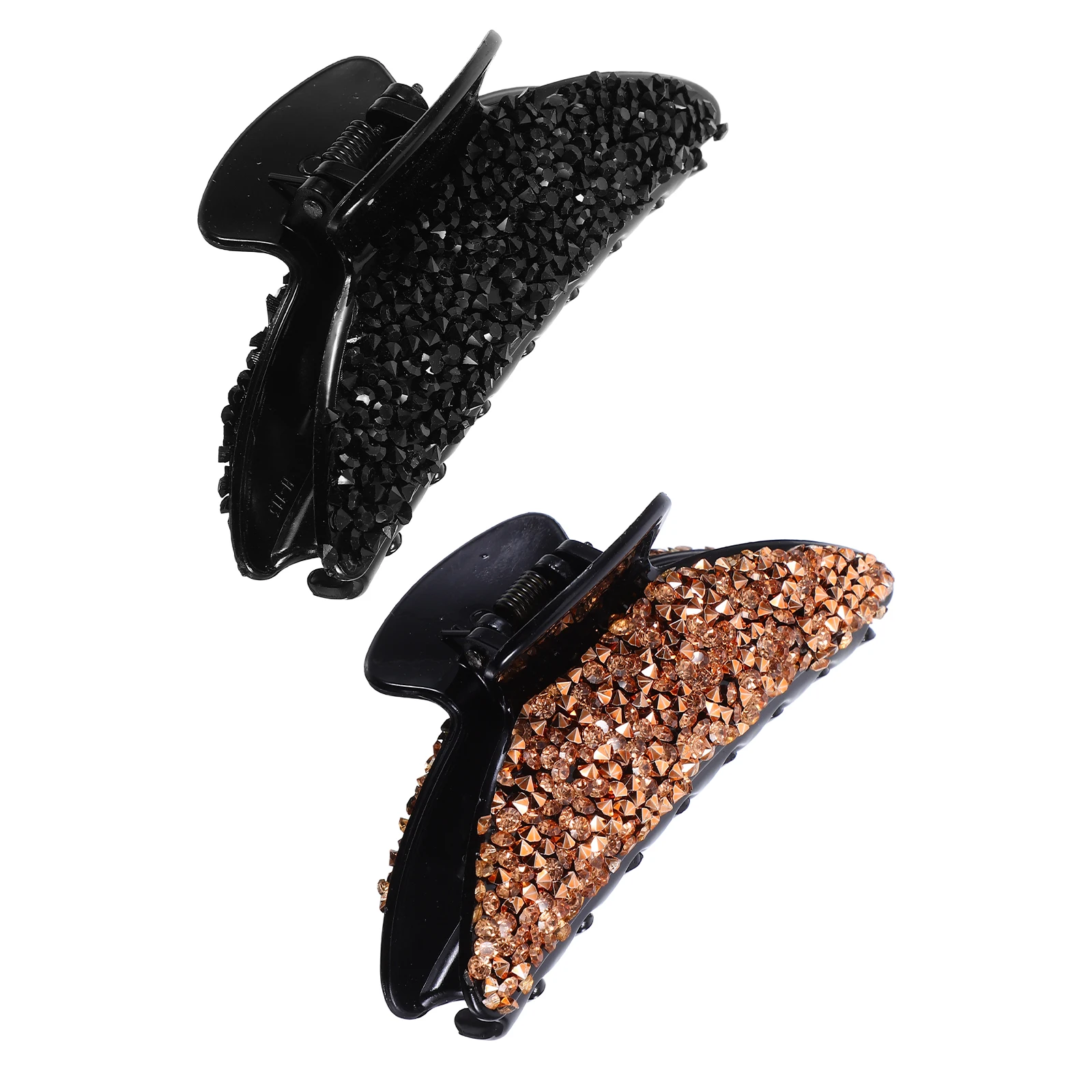 

2 шт., большие когти для волос, стильные прочные заколки для волос со стразами, заколка для волос, ручка для хвоста для женщин и девочек, черный