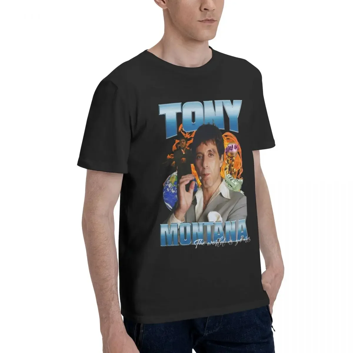 Vintage Movie Scarface Al Pacino Tony Montana Retro Oversized Graphic T Shirt O-Neck Men Women Man Tee T-Shirt Short Sleeve Tops