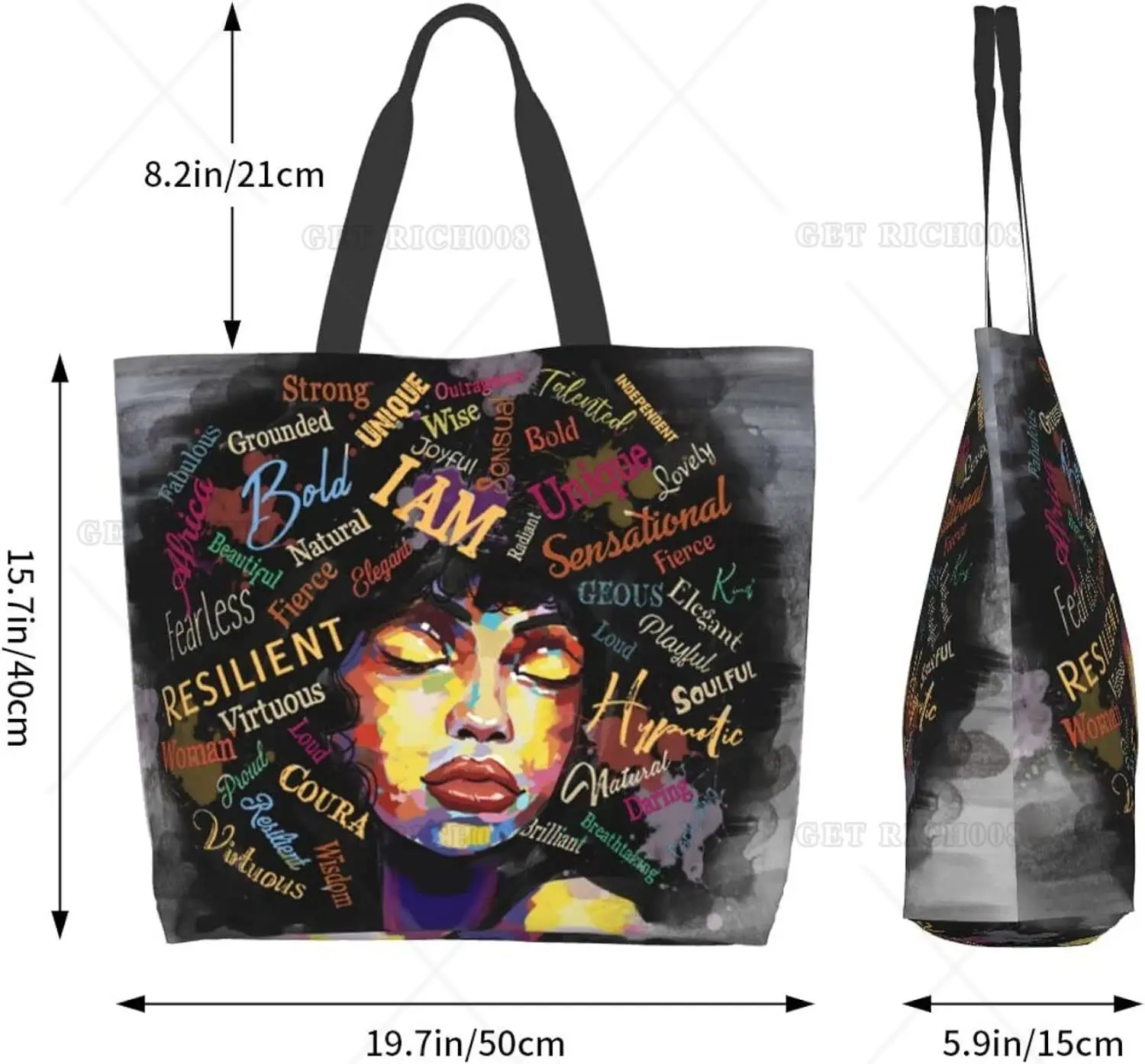 Bolsa tote feminina afro americana, bolsa de ombro afro preta, bolsa mágica para compras, trabalho, mercearia, academia