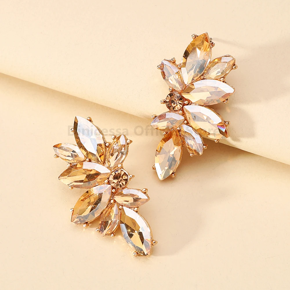 Elegant Glass Wing Stud Earrings for Women Trendy Luxury Fairy Design Charming Jewelry Ear Accessories for Holiday Prom Party