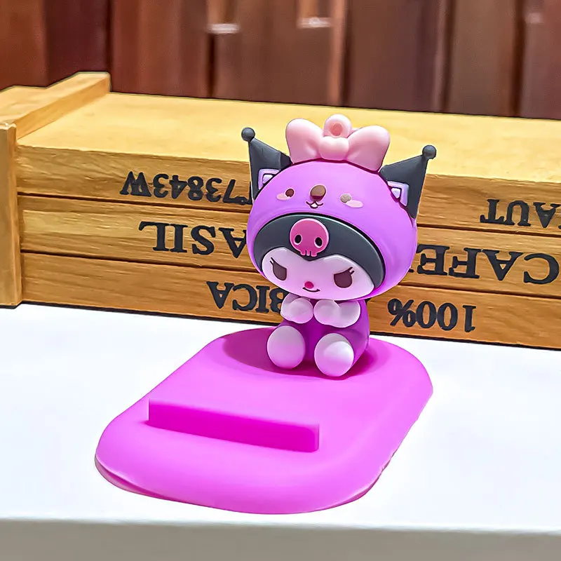 Sanrio kawaii suporte do telefone móvel dos desenhos animados olá kitty kuromi cinnamoroll melodia boneca modelo desktop decoração para casa ornamentos presente