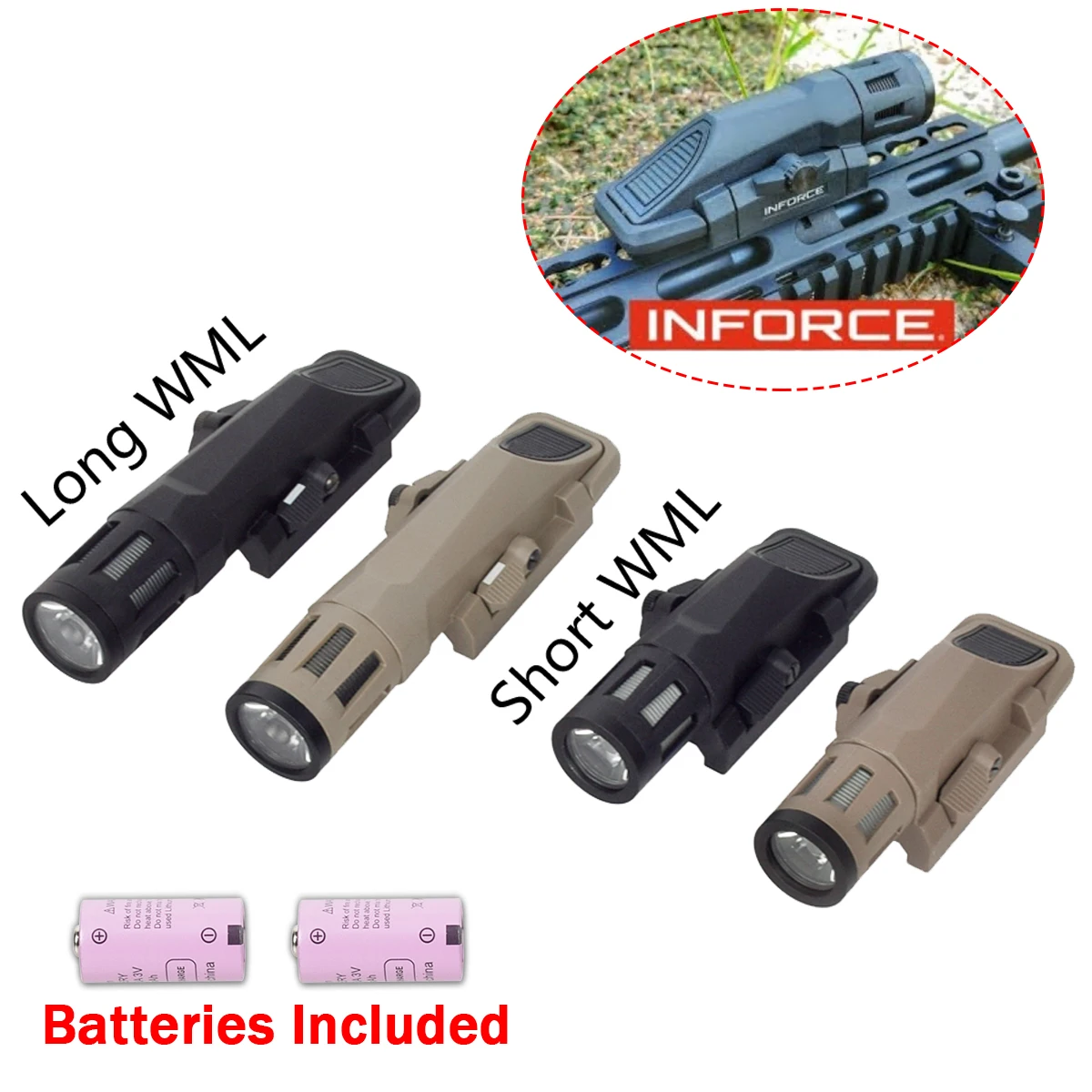 Tactical INFORCE WML Weapon Gun Light Hunting Airsoft LED Strobe Flashlight For Rifle 20mm Picatinny Rail AR 15 AK 47 AK 74 M4