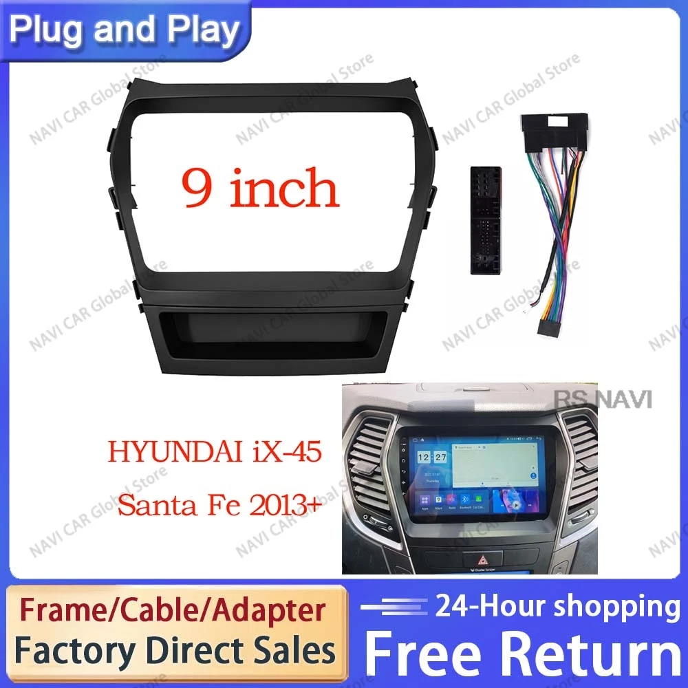 NAVI 9 Inch 2 din Car Fascia For Hyundai IX45 / Santa FE 2013-2018 Stereo Panel Dash Mounting Installation Car DVD Bezel Frame