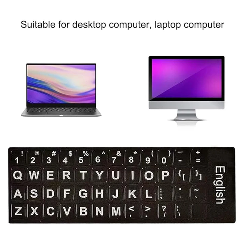 Universal Multilingual Keyboard Stickers, Removable Non-fading Wear Resistant Laptop Key Decals For Notebook PC Keyboard Repair