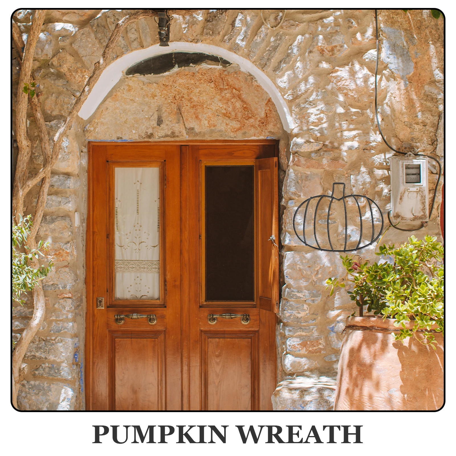 

2pcs Metal Wreath Frame Pumpkin Shaped Iron Wire Craft Frame Halloween Diy Floral Ring Wall Hanging Holder Outdoor