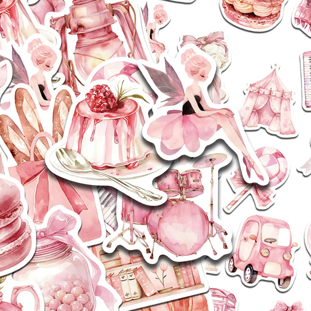 

50pcs Pink Aesthetic Stickers Decals For Laptop Notebook Luggage Skateboard Helmet DIY Cartoon Graffiti Stickers Girls Gifts