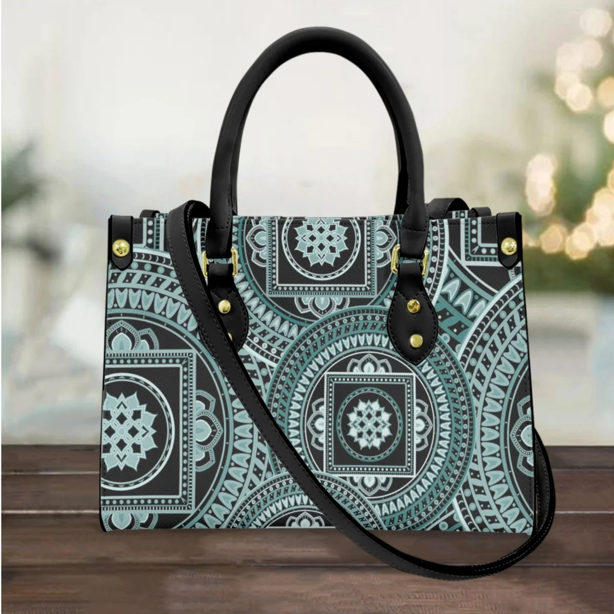 

Cross Body Bags for Women Indian Mandala Design Luxury PU Leather Female Handbags Casual Small Totes Shoudler Bags Top-handle