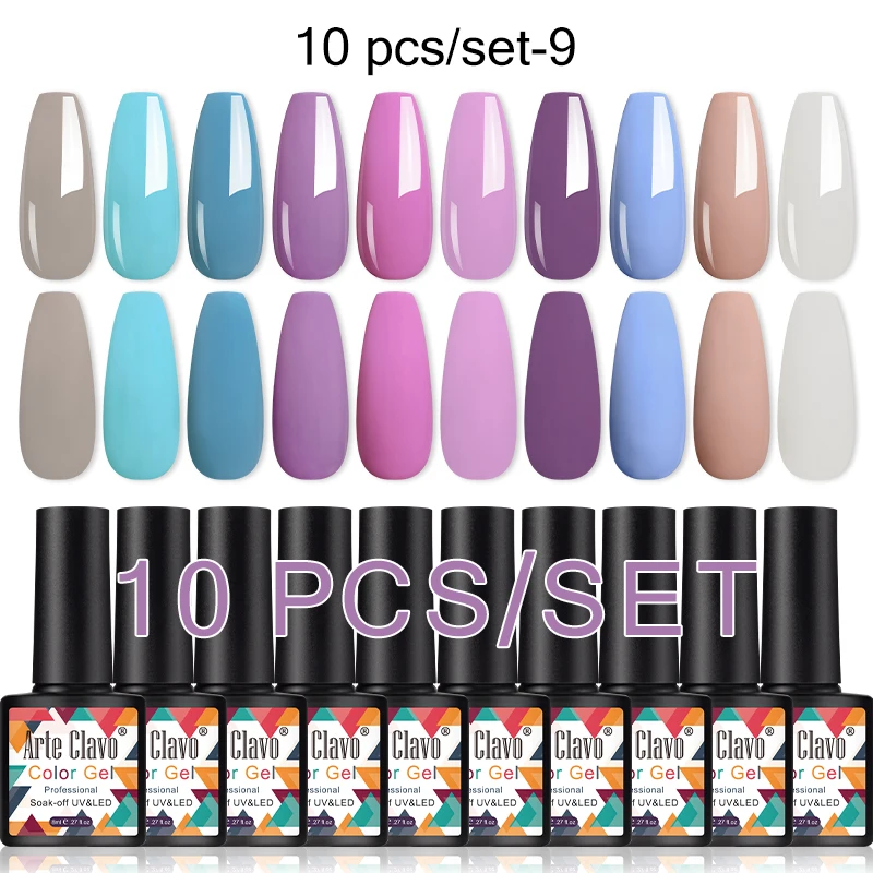 Arte Clavo 10 قطعة/المجموعة عارية الوردي اللون هلام مسمار مجموعة طلاء الأظافر شبه دائم الأشعة فوق البنفسجية هلام الورنيش نقع قبالة طلاء الأظافر تحتاج قاعدة معطف فوقي #5
