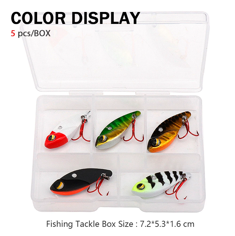 GOBASS 5 Stück Mini-Metall-VIB-Klinge, Jig, Angelköder, 25 mm, 3 g, sinkende Vibration, künstliche Köder, Löffel, Vibe für Barsch, Hechtbarsch – Detail 9