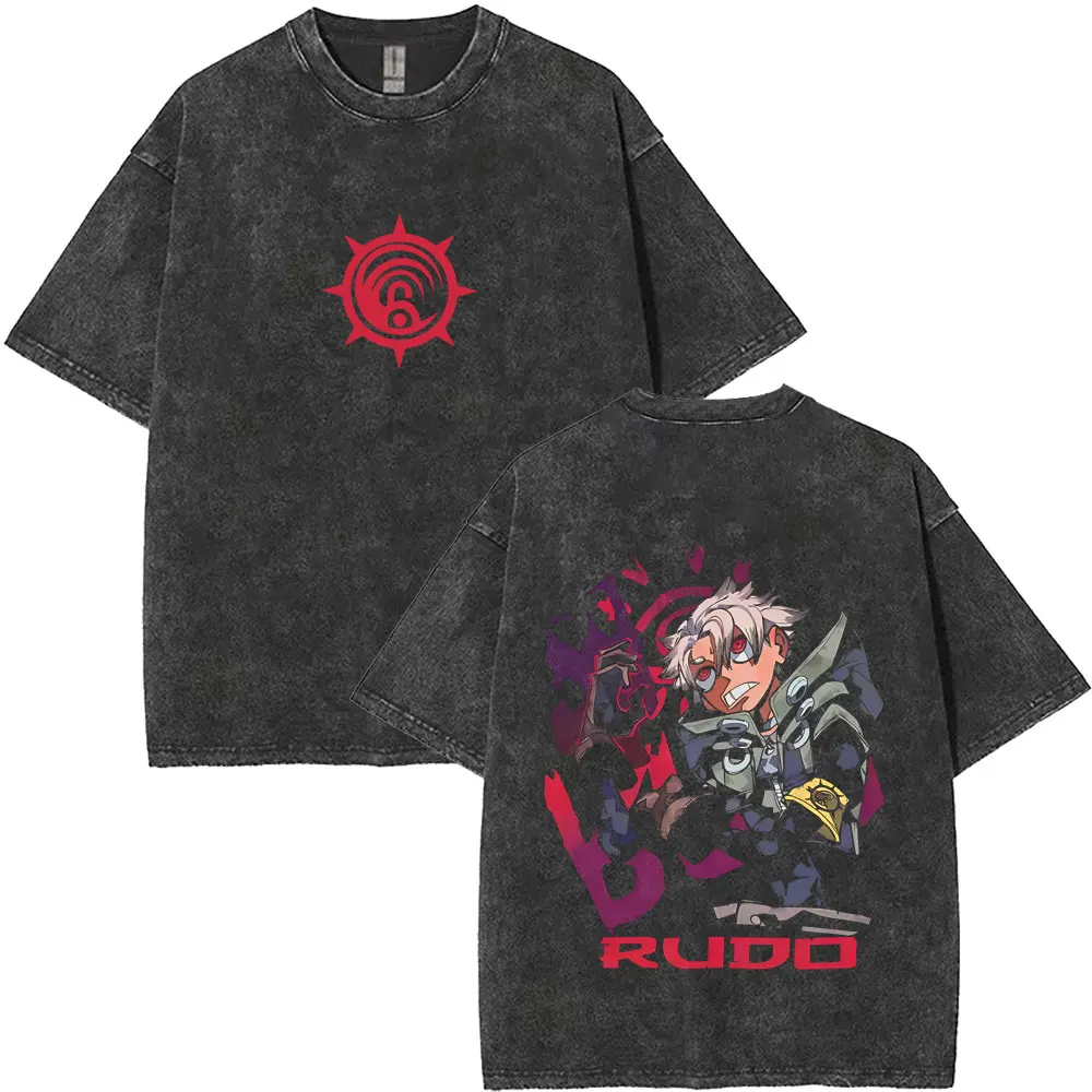 

Washed Vintage Anime Gachiakuta Rudo Printed T-shirt Men Women Casual Cartoon Manga Short Sleeve T Shirt Male Fashion Streetwear