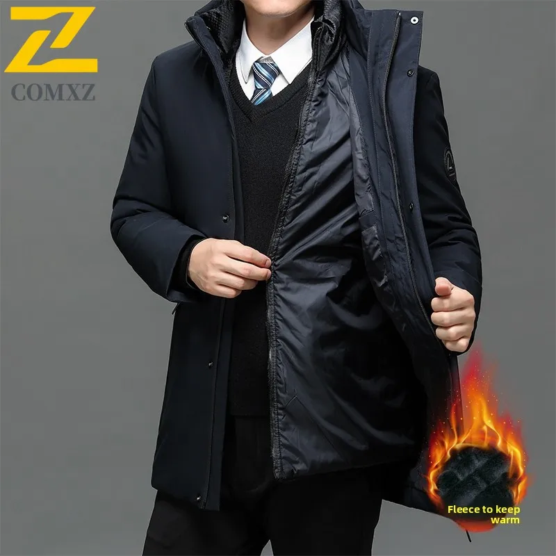 

Мужская хлопковая куртка 2025 г., высококачественная плюшевая толстая антихолодная теплая съемная подкладка с капюшоном, уличная повседневная зимняя пуховая куртка