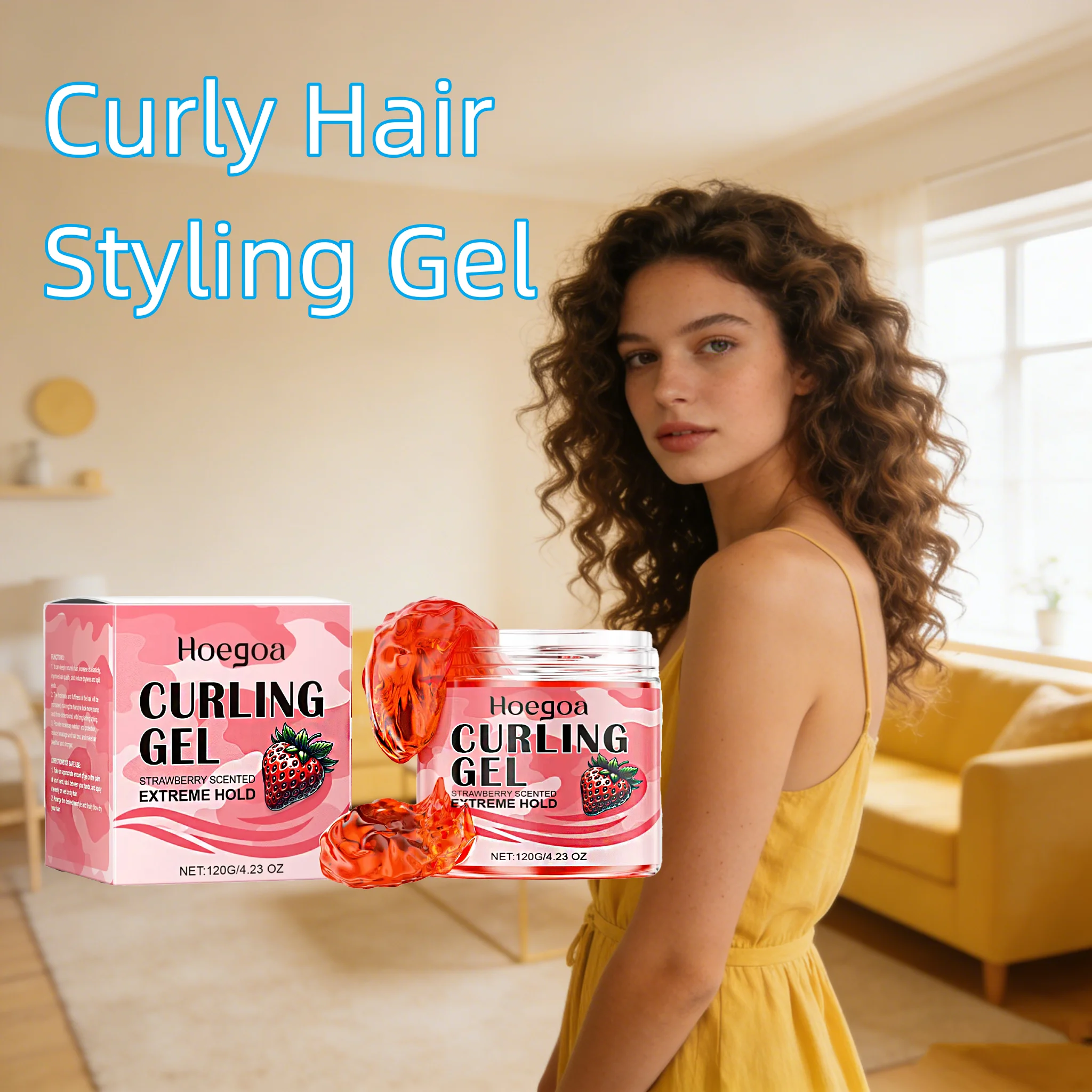 

HOEGOA Strawberry Curl Styling Gel Lasting Fluffiness Smooth Eliminate Frizz Hydration Enhance Texture Brighten Hair Styling Gel