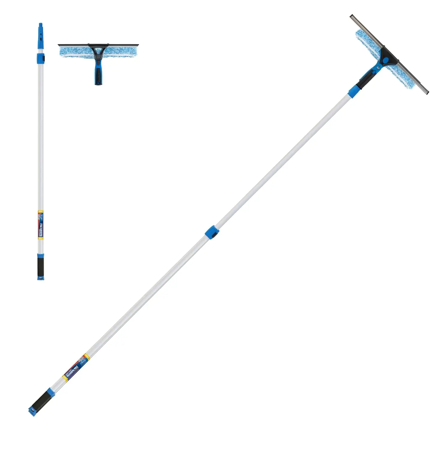 

Professional 2-in-1 Squeegee & Scrubber - 14” Window Cleaning Tool & 8’ Connect & Clean Pole – Cleaning Supplies, Squeegee