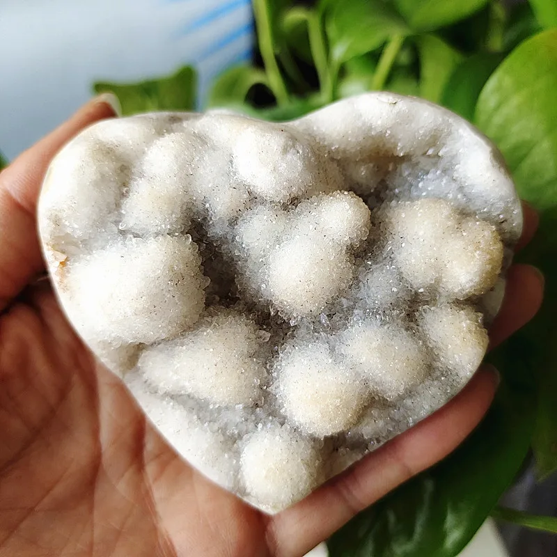 Natural Stone Crystal Druzy Agate Heart SymbiosisMineral Specimen Home Decoration Warding Off Evil