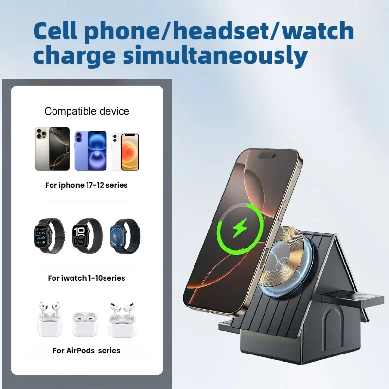 

Зарядная станция 3 в 1 для устройств Apple, беспроводная зарядная док-станция с сенсорным ночником для iPhone, iWatch, AirPods, подарок на Хэллоуин